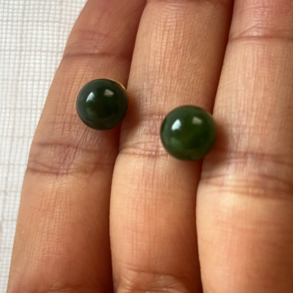 Dark Green jade Stud Earrings